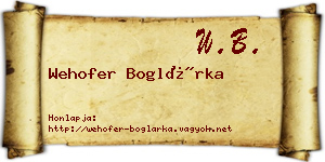 Wehofer Boglárka névjegykártya